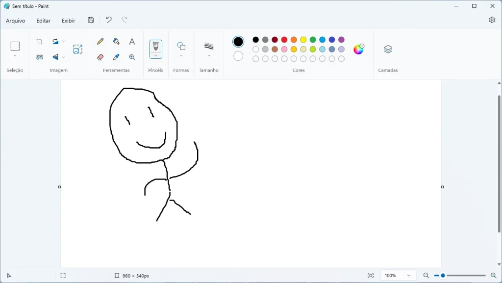 Um screenshot do Microsoft Paint, que possui uma faia de opções.