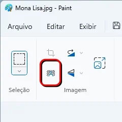 Onde fica o botão remover tela de fundo no Paint (retângulo vermelho).