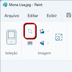 A ferramenta cortar no Paint.