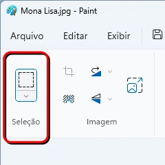 A ferramenta de seleção no Paint.