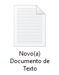 Um ícone de folha linhada com o canto superior-direito dobrado, sob ele o rótulo: "Novo(a) Documento de Texto"